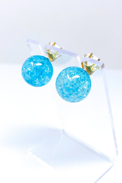 Multicolored Crystal Stud Earrings Sparkle Pink Blue