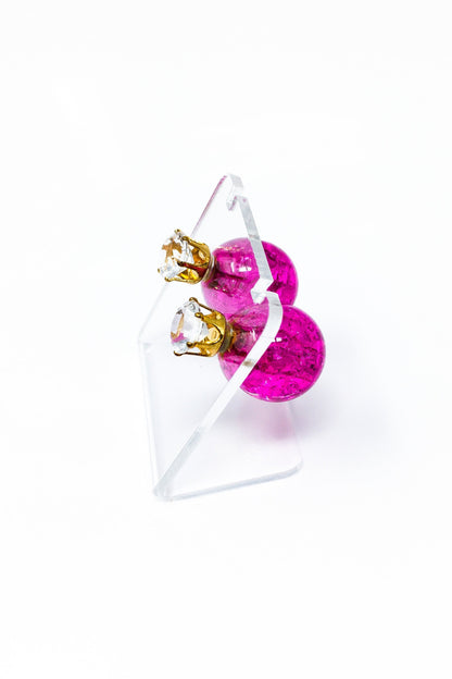 Multicolored Crystal Stud Earrings Sparkle Pink Blue