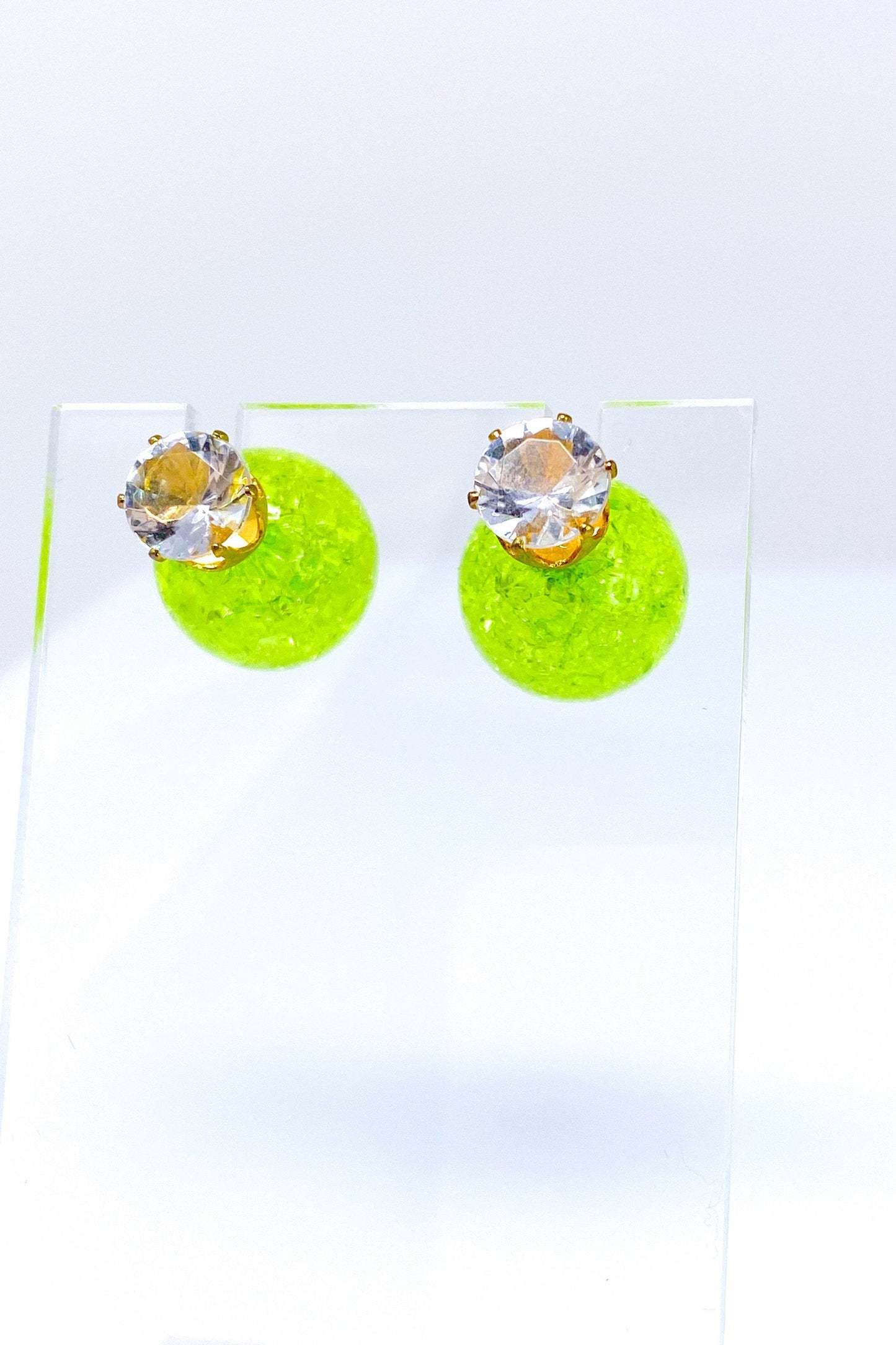 Multicolored Crystal Stud Earrings Sparkle Pink Blue