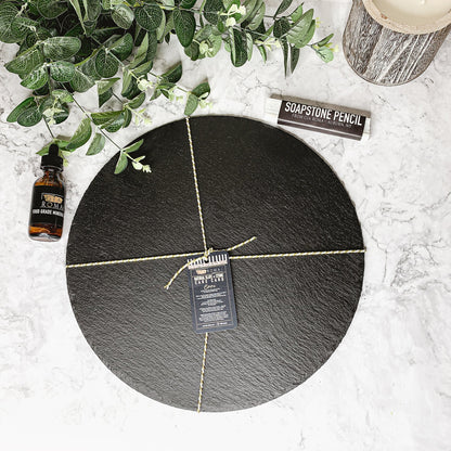 Slate Round 14 Inch Cheese Board - Natural Edge Serving Platter
