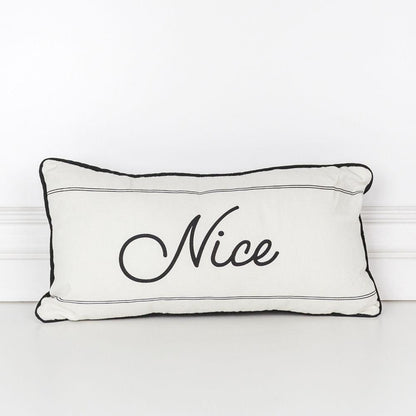 Naughty Or Nice Reversible Canvas Throw Pillow Black White Double Sided Holiday Decorative Accent