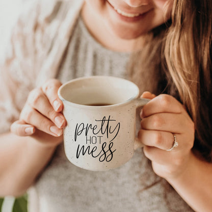 Pretty Hot Mess 14.5oz Ceramic Coffee Mug Funny Hot Mess Quote Cup For Home Office And Travel