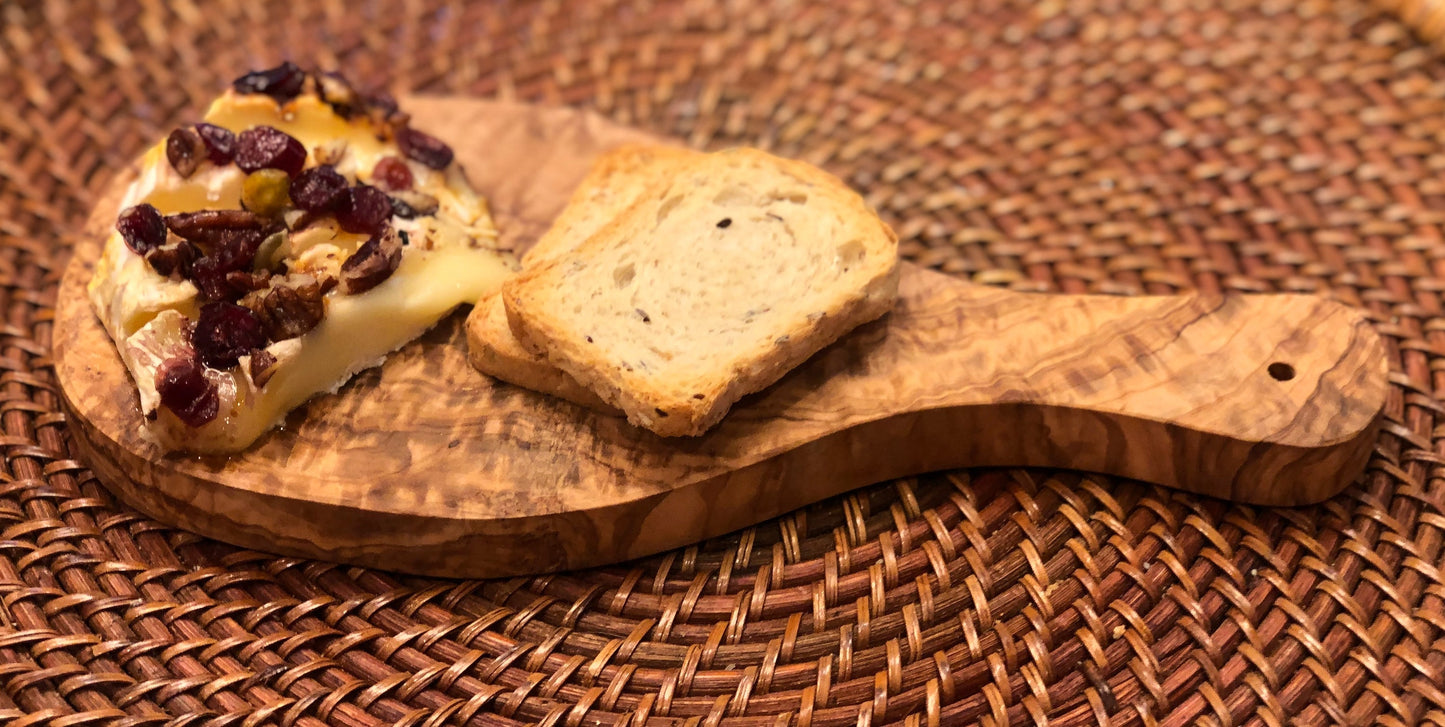 Olive Wood Cutting Board With Handle Reversible Serving Board 12x8 Inch