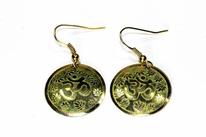 Om Lotus Petal Yoga Earrings Boho Spiritual Gold Dangle