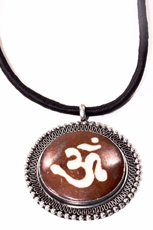Om Pendant Necklace Spiritual Yoga Meditation Silver