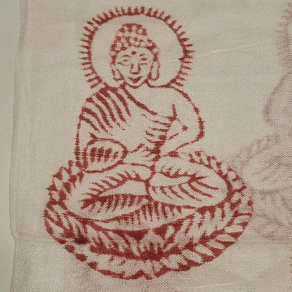 Om Print White Scarf Spiritual Symbol Boho Lightweight