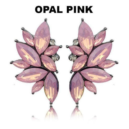 Pink Crystal Dangle Earrings Angel Crystallized Stone