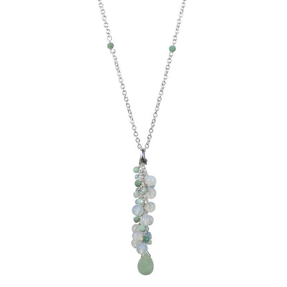 Opalite Amazonite Drop Necklace Sterling Silver Chain