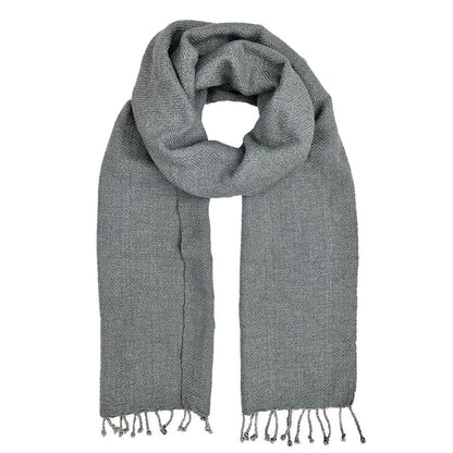 Organic Cotton Diamond Scarf 67x12 In Handloom With Tassel Fringe Earthy Tones