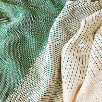 Organic Cotton Striped Scarf Large Handloomed Wrap With Fringe Neutral Tones