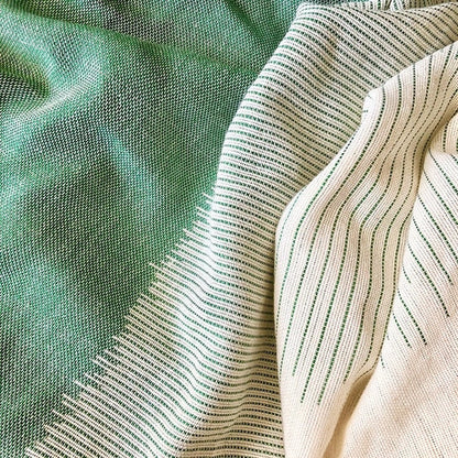 Organic Cotton Striped Scarf Large Handloomed Wrap With Fringe Neutral Tones