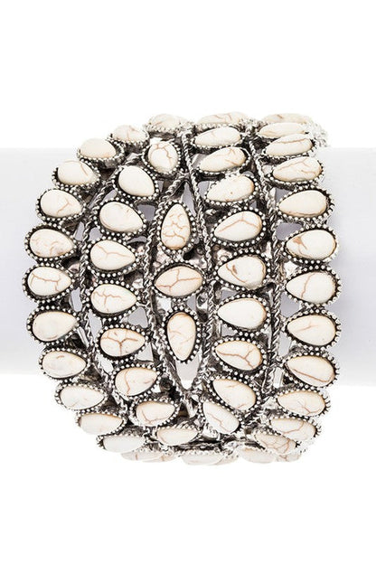 Oversize Western Multicolor Compressed Stone Bangle Cuff