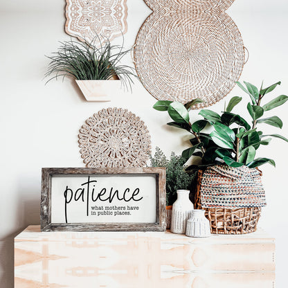 Mothers Patience Wood Sign Funny Mom Quote Rustic Indoor Home Decor