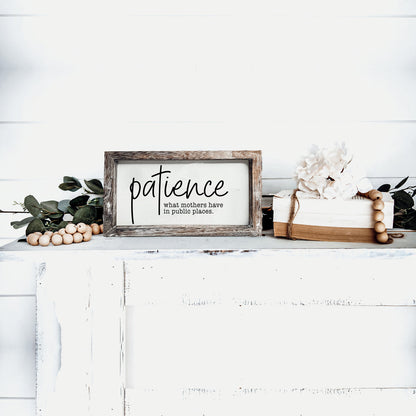 Mothers Patience Wood Sign Funny Mom Quote Rustic Indoor Home Decor