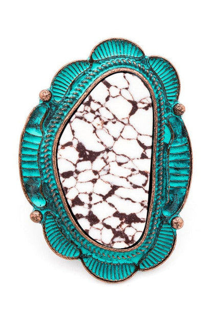 Patina Western Turquoise Stone Stretch Ring Adjustable