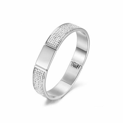 Pave Crystal Gold Bangle Bracelet Women Elegant Sparkle