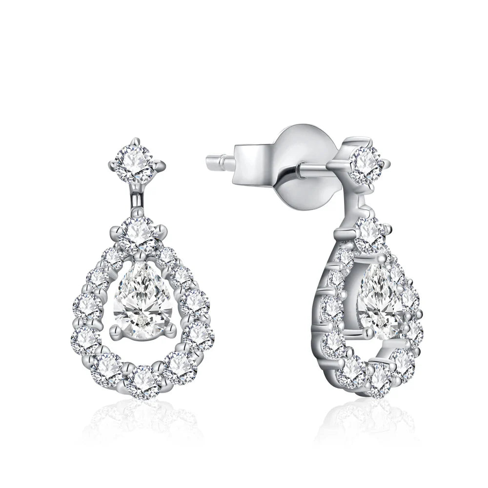 Pear Cut 4x3mm Moissanite Stud Earrings 925 Sterling Silver Bridal Sparkle