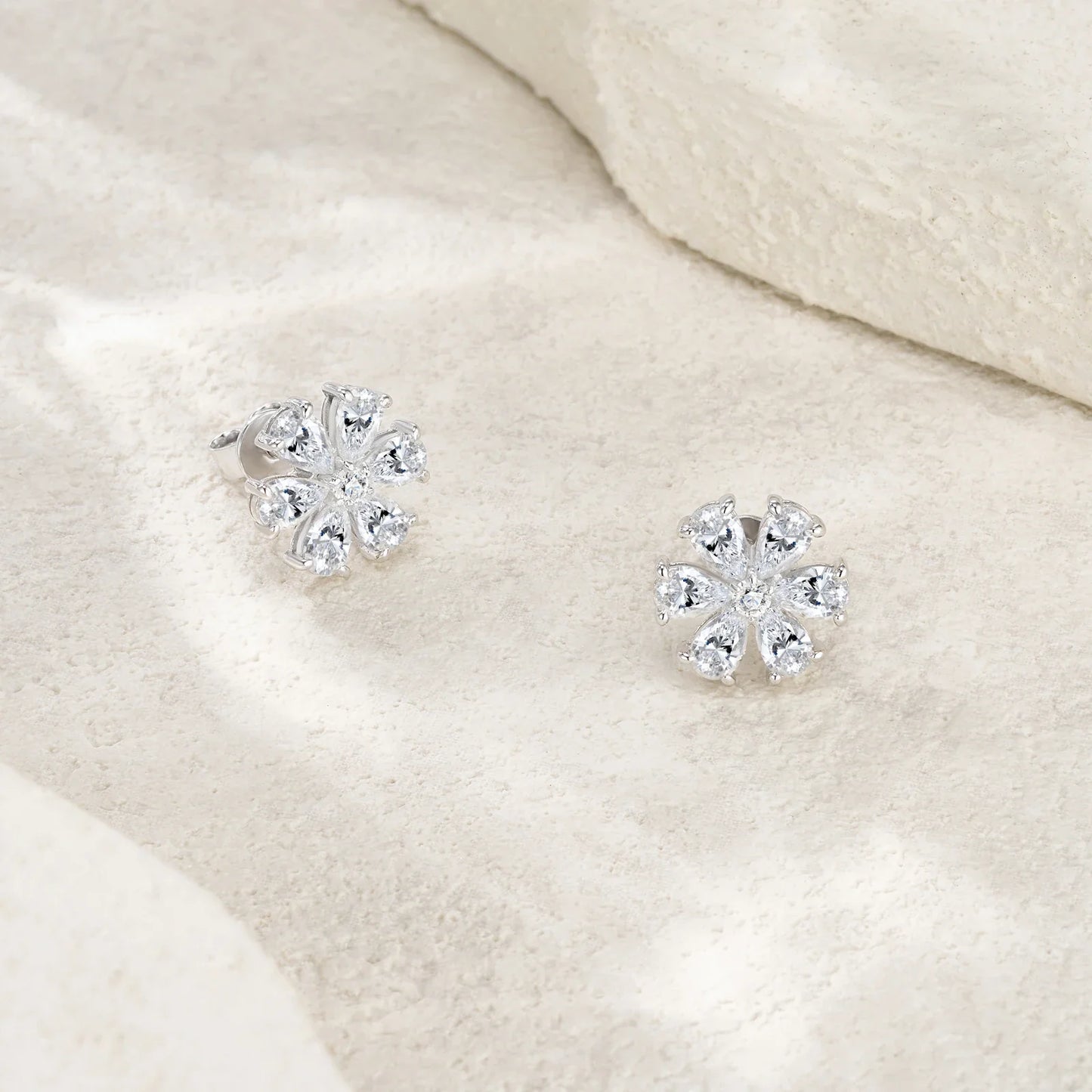 Pear Cut Cluster Moissanite Stud Earrings 3x5mm S925 Silver 18K Gold Plated