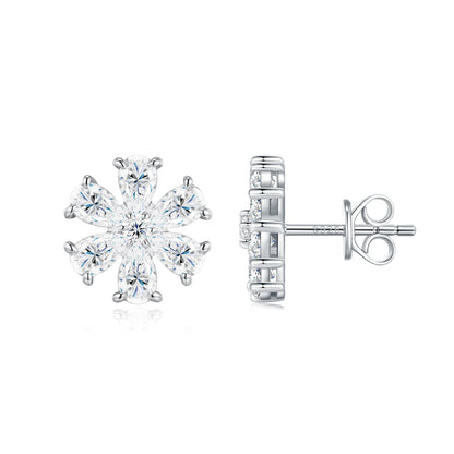 Pear Cut Cluster Moissanite Stud Earrings 3x5mm S925 Silver 18K Gold Plated