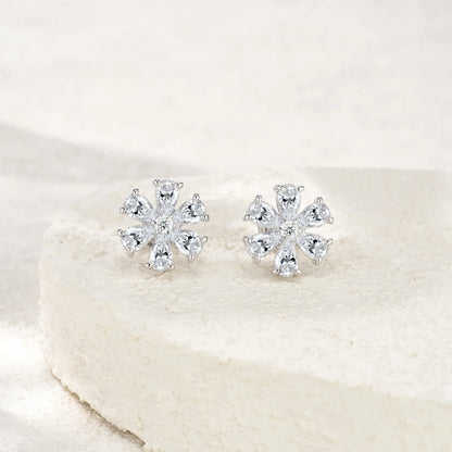Pear Cut Cluster Moissanite Stud Earrings 3x5mm S925 Silver 18K Gold Plated