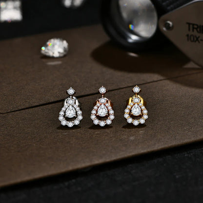 Pear Cut 4x3mm Moissanite Stud Earrings 925 Sterling Silver Bridal Sparkle
