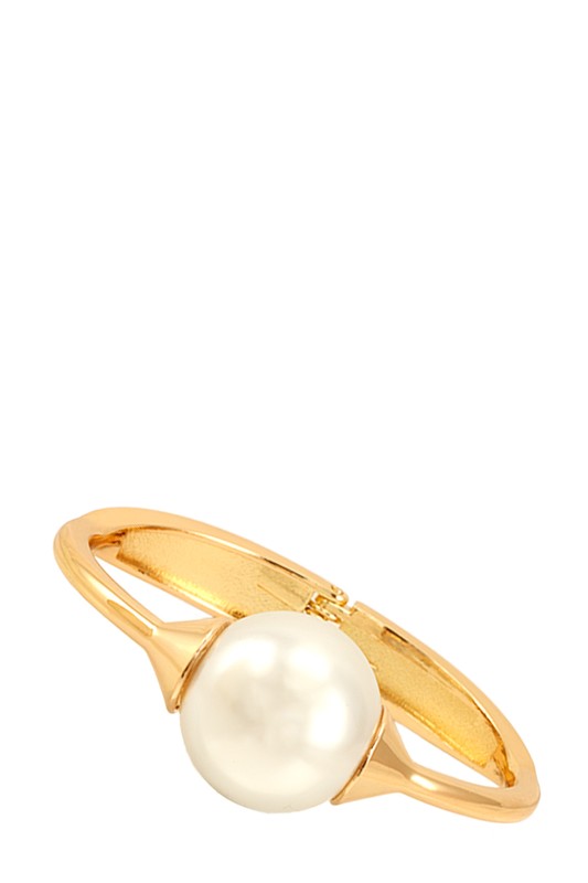 Pearl Hinge Bracelet With Pearl Ball Accent Gold Plated
