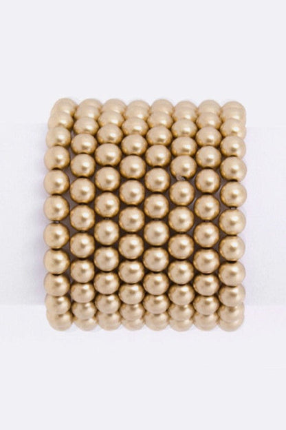 Pearl Stretch Bracelet Set Layered Stackable Gold Beaded