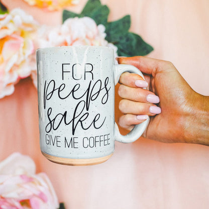 For Peep's Sake Coffee Mug 16oz Ceramic Pastel Blue Pink Funny Gift