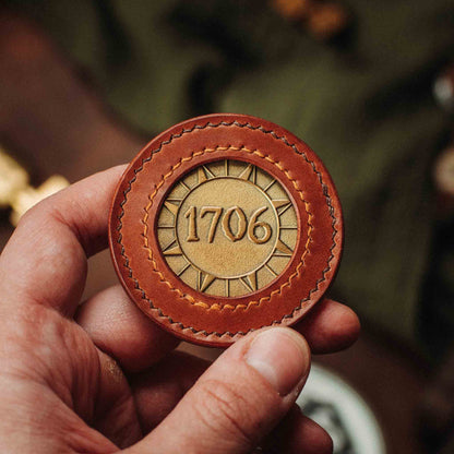 Pirate Goods Peso Pocket v2 Coin Holder – Round Leather Challenge Coin Case for EDC