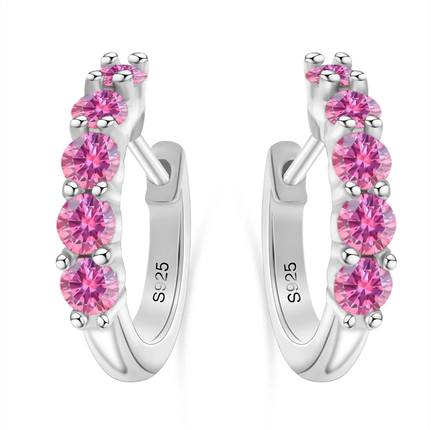 1ct D Color 3mm Moissanite Hoop Charm Earrings 925 Sterling Silver Women
