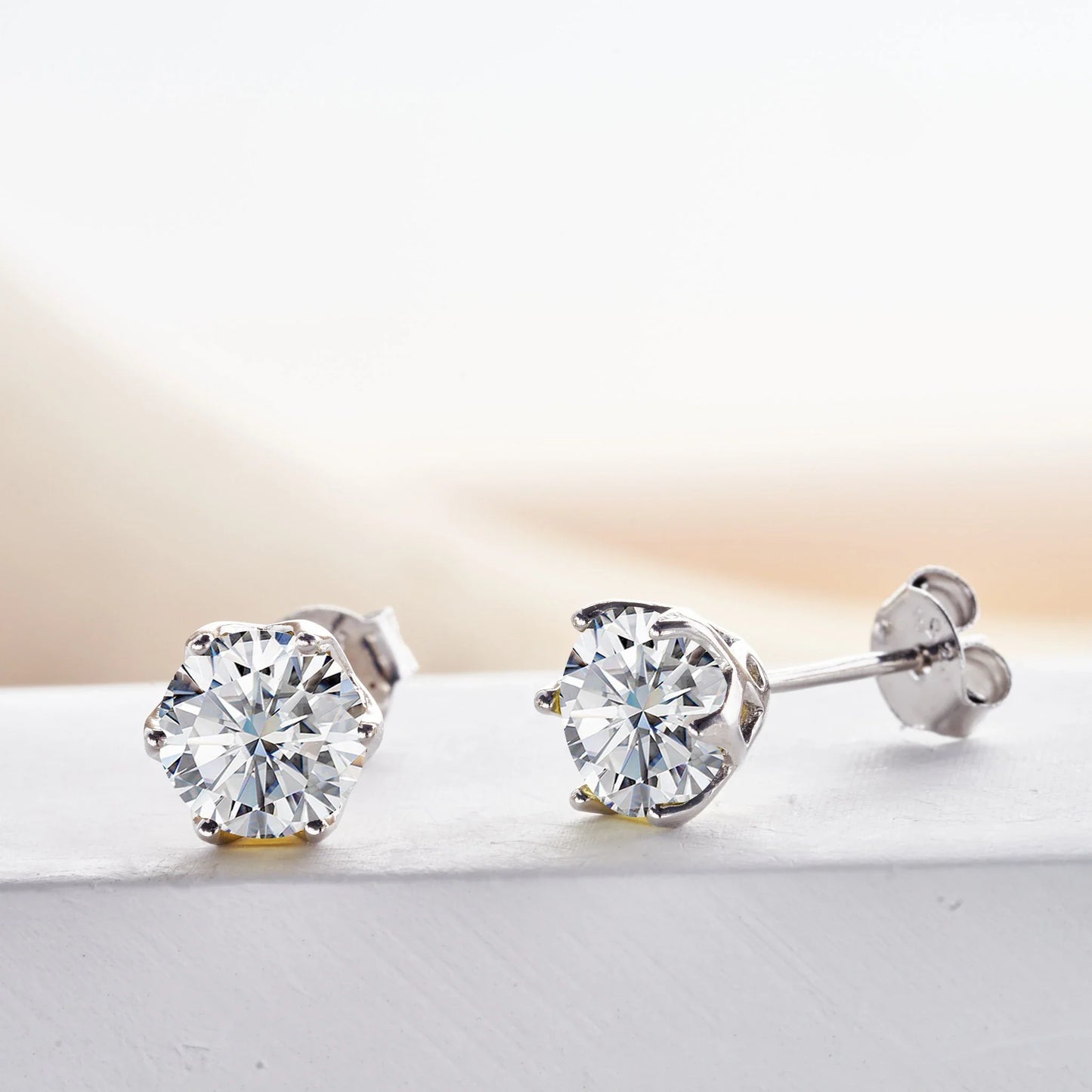 Pink Royal Blue Moissanite Stud Earrings S925 Sterling Silver 0.5 1 2 Ct Bride