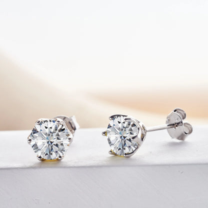 Pink Royal Blue Moissanite Stud Earrings S925 Sterling Silver 0.5 1 2 Ct Bride