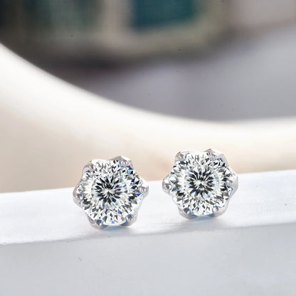 Pink Royal Blue Moissanite Stud Earrings S925 Sterling Silver 0.5 1 2 Ct Bride