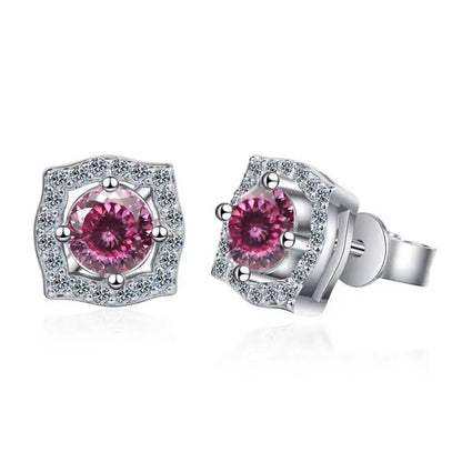 Sterling Silver Moissanite 1ct Stud Earrings Sterling 925 Lab-Created Diamond