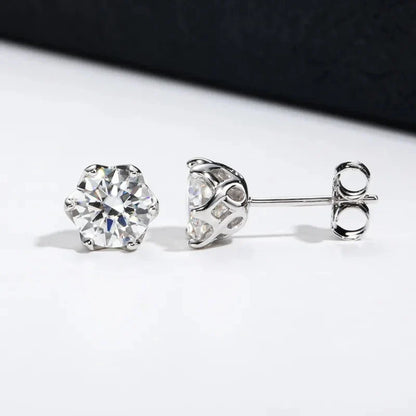 1ct-4ct D Color VVS1 3EX Round Moissanite Stud Earrings Platinum Plated 925