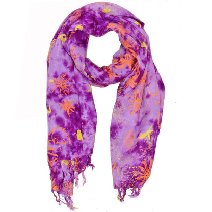 Purple Tropical Island Sarong Wrap Lightweight Beach Coverup