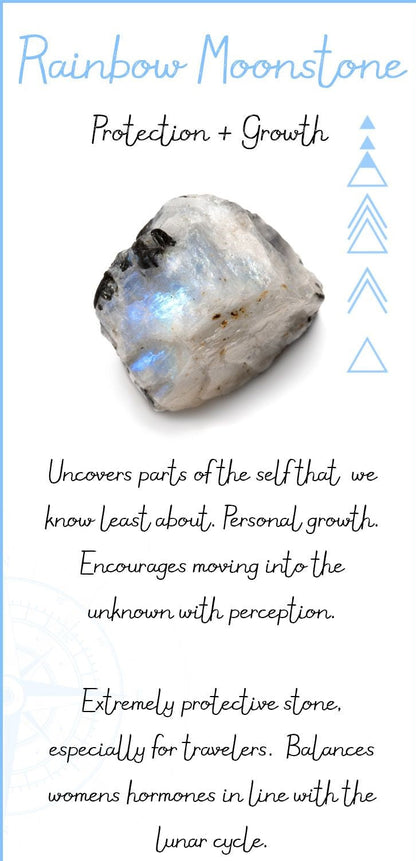 Blue Flash Labradorite Rainbow Moonstone Stretch Bracelet
