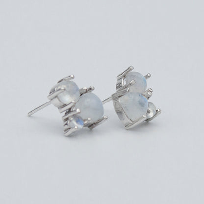 Rainbow Moonstone Sterling Silver Stud Earrings For Women