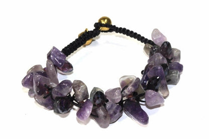 Raw Amethyst Chip Bracelet Adjustable Healing Jewelry