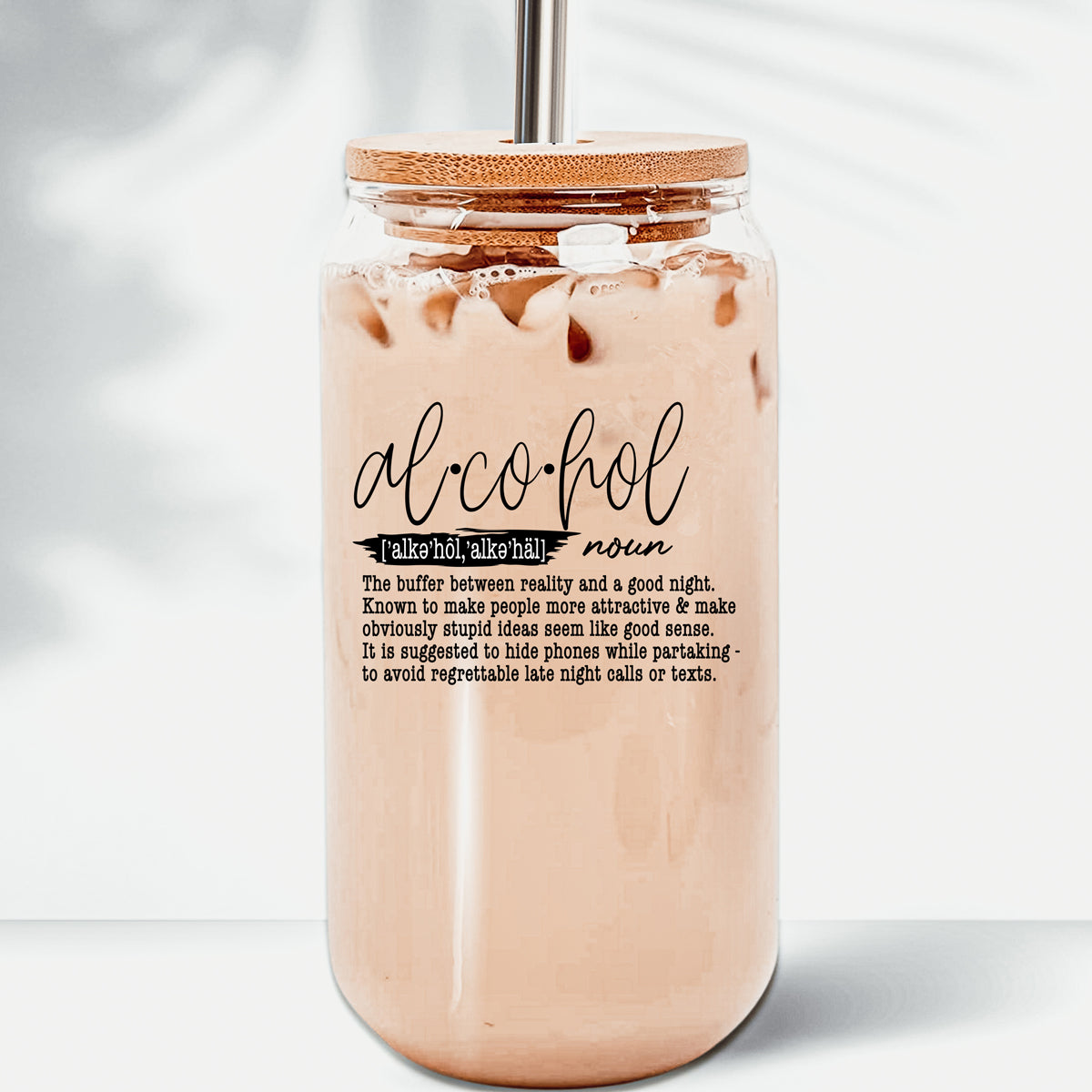17oz Glass Tumbler With Bamboo Lid And Straw Reusable Insulated Cup For Coffee Tea Beer