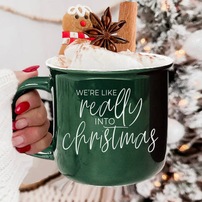 Christmas Mug 14.5oz Ceramic Red Green Funny Really Into Christmas Holiday Gift