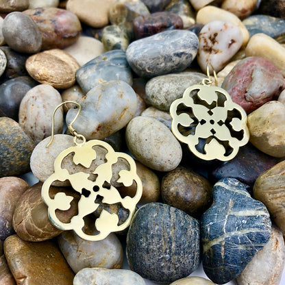 Recycled Brass Clover Earrings Handmade Lightweight Eco