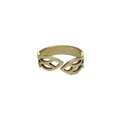 Recycled Brass Leaf Ring - Handcast Cambodian Bombshell Jewelry, Adjustable
