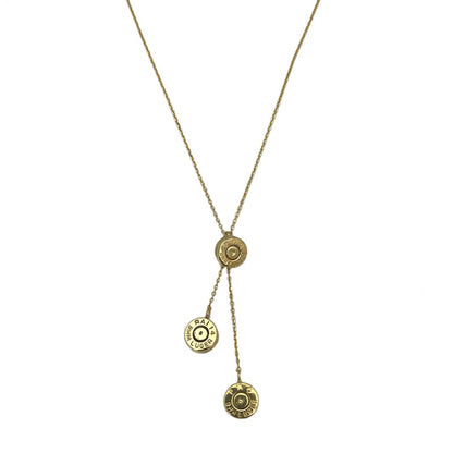 Recycled Bullet Cluster Necklace - 3 Polished Casings 11in Cambodian Handmade