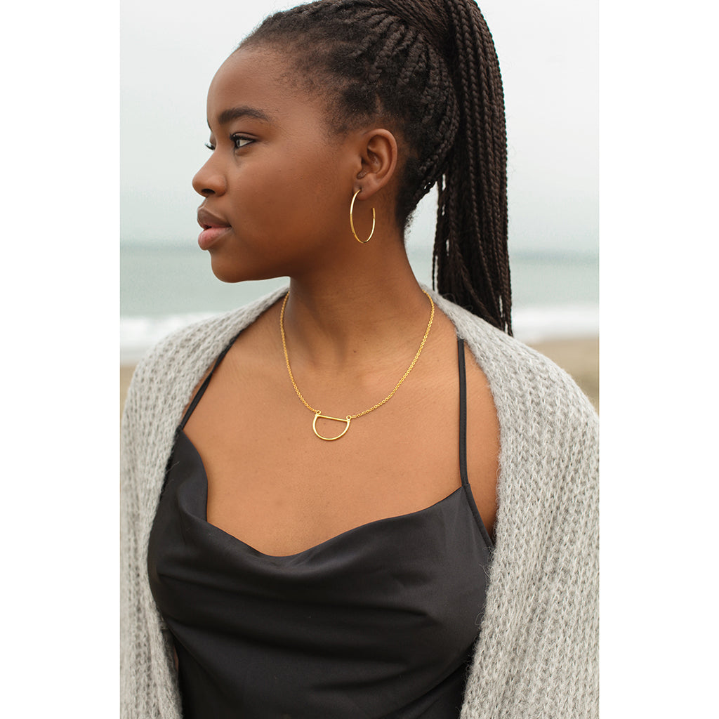 Recycled Bombshell Gold Plated Hoop Earrings - Handcrafted, Two Sizes