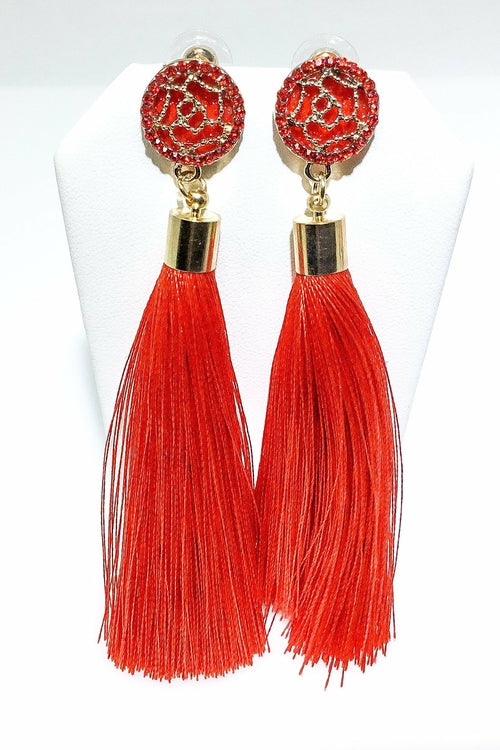 Indian Blue Tassel Drop Dangle Earrings Gold Accent