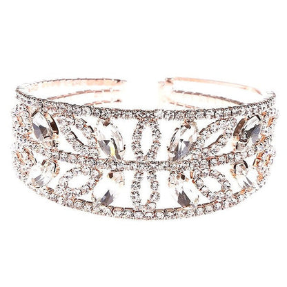 Rhinestone Floral Leaf Wrap Bracelet Spring Wedding