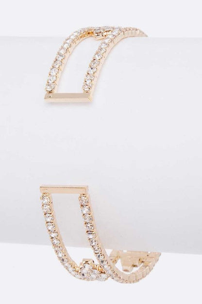 Rhinestone Open Cuff Bracelet Gold Plated Crystal Accent