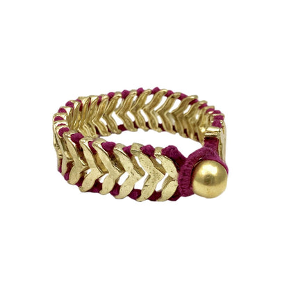 Rina Temple Bracelet Handwoven Metal Beads Cotton Thread Boho Indian Design