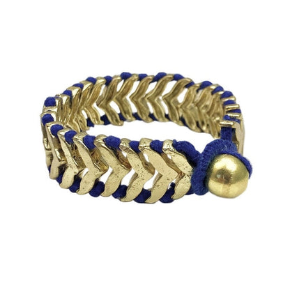 Rina Temple Bracelet Handwoven Metal Beads Cotton Thread Boho Indian Design